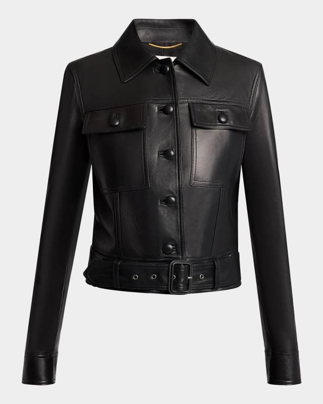Leather Button Down Jacket